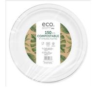 AHG Investment JENA Eco Compostable Strong Plates | Strong & Microwaveable | 9 Inches 22.8 cm | Ideal for Parties & Picnics | 150 Pack