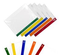 AHG Pack of 25 A4 Plus Zip Bags - Extra Large Waterproof Clear Plastic Document Wallets with Writable Label Panel & Assorted Colour Zips | Heavy Duty Dustproof Ziplock Pouches for School, Office