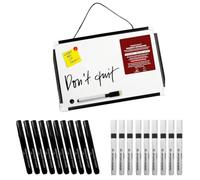 AHG Whiteboard & Marker Set - A4 Magnetic Dry Erase Whiteboard with 10 Black Dry Wipe Markers + 10 Black Permanent Markers - Reusable Writing Board for Home, Office, School & Classrooms
