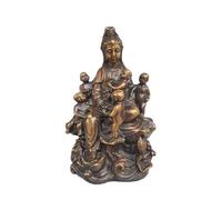 AHGFTYRDT Buddha Statue Sculpture Copper-colored Antique Guanyin Statue Home Living Room Decorations Copper Bodhisattva Decoration Crafts