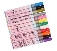 Ahgsup 3D Nail Polish Pens 12 Pcs Bright Colors Easy to Use for Party Family Salon Long Lasting