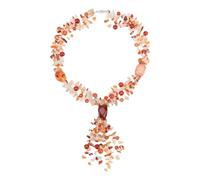 Ahgsup 4-Layer Red Agate & Crystal Stone Beaded Necklace for Women, Multi Layer Natural Stone Necklace, Elegant Layered Jewelry for All Seasons, Outfit, Festival