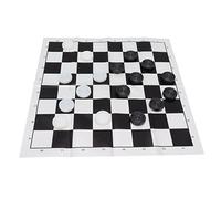 Ahgsup Checkers Set Interactive Game for Family Fun with 24 Stackable Black and White Plastic Pieces
