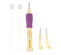 Ahgsup Embroidery Needle Punch Pen Rug Hooking Pen 3 Sizes Adjustable Stainless Steel Needles Comfortable Grip for DIY Craft Embroidery Stitching (Plastic)
