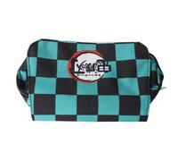 Ahgsup Large Capacity Grid Appearance Pencil Case Double Compartments for Students School Polyester Stationery Bag