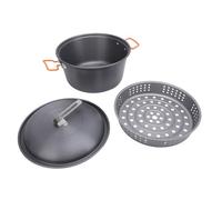 Ahgsup Portable Camping Pot Lightweight Compact Outdoor Cooking Kit for Barbecue Boiling 5.0L, Self Driving Tours, Aluminum Alloy, Stainless Steel (Dual Handles Type)