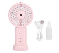 Ahgsup Portable Handheld Fan 3 Speed Adjustable USB Charging Small Fan Humidification Spray Timer Desktop Bedside with 2000mAh Battery for Summer Cooling (Pink178X92X40mm)