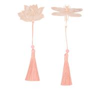 Ahgsup Rose Gold Hollow Metal Bookmark Exquisite Plant Shape for Book Lovers Elegant Tassel for Recording Progress, 2pcs