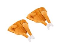 Ahgsup Thanksgiving Plush Roasted Turkey Hat Funny Costume Accessories for Halloween Party, 2 Pieces, Fits Most People