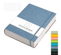 AHGXG Bullet Dotted Journal - 320 Pages Dot Grid Notebook B5 Large Journal, 100gsm Thick Dotted Paper, Leather Softcover, with Journal Stencils, Inner Pocket, 7.6'' X 10'' - GrayBlue