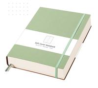 AHGXG Dotted Journal, 320 Pages, A4 (8.5''×11'') | Dot Grid Notebook, 100gsm Thick Dotted Paper, Leather Softcover, with Journal Stencils, Inner Pocket (Lightgreen)
