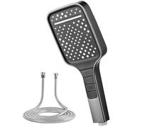 AhhaLife High Pressure Handheld Shower with 7 Modes, Stainless Steel Hose and Adjustable Overhead Bracket, Leak-Proof for Shower Head Set with Instant Stop Button, Midnight Black