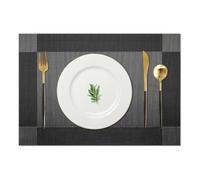 AHHFSMEI Placemats，Placemats Set of 6 for Dining Table Washable Woven Vinyl Non-Slip Placemat Heat-Resistant Durable Table Mats for Dining Table Easy to Clean（Black Corner）