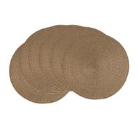 AHHFSMEI Placemats, Round, Woven Table Mats for Dining Tables, Natural Woven Heat-Resistant Placemats, 15 inches, Set of 6 (Brown A)