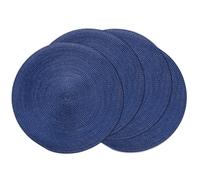 AHHFSMEI Round Braided Placemats 15 Inch Round Table Mats for Dining Tables Natural Woven Heat Resistant Place mats Set of 4 (True Blue,4)