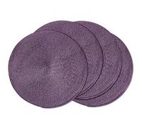 AHHFSMEI Round Braided Placemats 15 Inch Round Table Mats for Dining Tables Natural Woven Heat Resistant Place mats Set of 4 (Purple,4)
