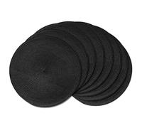 AHHFSMEI Round Braided Placemats 15 Inch Round Table Mats for Dining Tables Natural Woven Heat Resistant Place mats Set of 8 (Black,8)