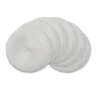 AHHFSMEI Round Braided Placemats 15 Inch Round Table Mats for Dining Tables Natural Woven Heat Resistant Place mats Set of 6 (Silver Shine)