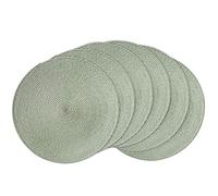 AHHFSMEI Round Braided Placemats 15 Inch Round Table Mats for Dining Tables Woven Heat Resistant Place mats Set of 6 (Fog Green)