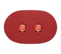 AHHFSMEI Round Braided Placemats Set of 6 Round Table Mats for Dining Tables Natural Woven Heat Resistant Place mats 15 Inch(red)