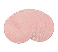 AHHFSMEI Round Placemats Set of 6 Heat Resistant Washable Non-Slip Woven Braided Table Mats for Dining Table Kitchen & Home Decor (Pink)