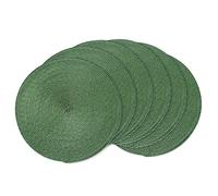 AHHFSMEI Round Placemats Set of 6 Heat Resistant Washable Non-Slip Woven Braided Table Mats for Dining Table Kitchen & Home Decor (Olive Green)