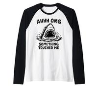Ahhh OMG Something Touched Me Funny Shark Meme Raglan Baseball Tee