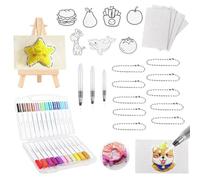 AhhiAboo 36Pcs Magic Puffy Paint, 3D Foam Texture Painting Kit, DIY Drawing Art Supplies Set for Kids Handmade, Includes 10 Canvas Sponges, 12 Colored Pens, 3 Water Pens, Bead Chains, Mini Easel