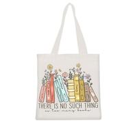 AhhiAboo Canvas Book Tote Bag for Women Foldable Reusable Shopping Grocery Bag Reading Gift for Book Lover Librarian Friend Classmate Birthday Christmas Ideal Present