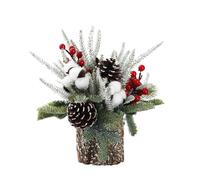 Ahhzyys Small Christmas Tree Table Decoration with Wooden Base, 30 cm High Artificial Christmas Tree with Christmas Decoration, Pine Cones, Berry for Christmas, Party, Home Decoration