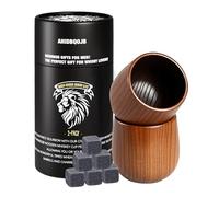 AHIDBQOJB Charred Wooden Whiskey Cup - Wooden Bourbon Drinking Glass - Old Fashioned Glass - Bourbon Gifts for Men Who Have Everything - Whiskey Gifts for Father Husband Boyfriend or Brother (2 Pack)