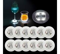 AHIER LED Coasters, 12 Pcs White Round Drink Coasters, EVA+Plastic Material, Perfect for Party, Wedding, Bar
