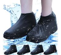 Ahigh Waterproof Shoe Covers, 3 Pairs Non Slip Waterproof Overshoes, Shoe Covers Disposable/Reusable waterproof, Shoe Protector Covers Latex for Men Women, Cycling overshoes waterproof Black XL(43-46)