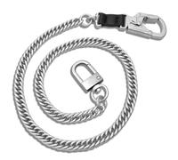 Ahiller 25" Long Wallet Chain, Lightweight Stainless Steel Key Chain with Alloy Double Lock Carabiner, Anti-Loss Design for Biker, Punk Style Accessories (BK-Silver)