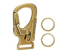 Ahiller Carabiner Clip,1.9'' Alloy Car Keychain Clip with 2 Key Ring,Outdoor Hooks,Small Key Holder for Man and Women（Brozne-1P）