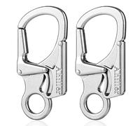 Ahiller Carabiner Clip, Double Anti-Misopening Locking Design, 3 Inch Alloy Caribena Hook, Keychain for Outdoor Camping, Hiking, Fishing, Key Ring Clip (Silver-2P)