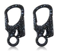 Ahiller Carabiner Clip, Double Anti-Misopening Locking Design, 3 Inch Alloy Caribena Hook, Keychain for Outdoor Camping, Hiking, Fishing, Key Ring Clip (Black Blue-2P)