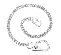 Ahiller Heavy Duty Biker Wallet Chains, Pant Jeans Chain with Lock Clasp for Key Chain,Hip Hop Punk Accessory for Men & Women (HWL-BK-Silver-1P)