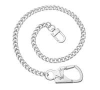Ahiller Heavy Duty Biker Wallet Chains, Pant Jeans Chain with Lock Clasp for Key Chain,Hip Hop Punk Accessory for Men & Women (SSL-BK-Silver-1P)