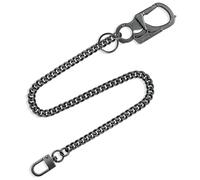 Ahiller Wallet Chain for Men, Lockable Carabiner with Tungsten Steel Taper, Heavy Duty Chain for Key Pocket Belt Jean (DK-Black-O)