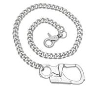 Ahiller Wallet Chain for Men, Lockable Carabiner with Tungsten Steel Taper, Heavy Duty Chain for Key Pocket Belt Jean (QK-Silver)