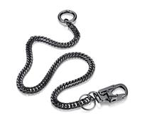 Ahiller Wallet Chain Key Chains for Men Women, Fancy Gunmetal Stainless Steel Belt Chain with Small Double Locking Mechanism Carabiner for Trouser Pant Pocket Purse Jean Handbag-YK