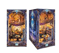 Ahilmrn DIY Book Nook Kit, DIY Dollhouse Booknook Bookshelf Insert Decor Miniature House Kit Book Nook Kits for Adults, Star Map Wooden Puzzle Night Light Model Build-Creativity Kit with Dust Cover