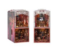 Ahilmrn DIY Booknook Kit for Adults Wooden 3D Puzzle Bookend Bookshelf Insert Decorative Detective Bookknock Miniature House Kit with Rotating Dark Door and LED (MUSEUM Mystery)