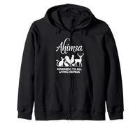Ahimsa Vegan Kindness to All Living Beings Zip Hoodie