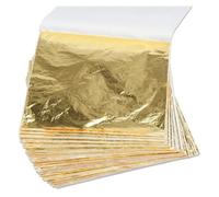 AHIOJEGX Gold leaf sheets 100/200Sheets Imitation Gold Leaf Gold Foil Sheets For Arts DIY Gilding Crafting Painting Picture Frames Furniture Decoration(200Pcs)