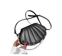 AHIOJEGX Shell Bag Women Shell Shape Crossbody Bag Pearl Chain Handbag Purse Lady Girls PU Leather Flap Shoulder Bag Casual Solid Color Daily Wear(Black)