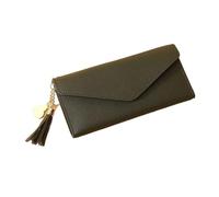 AHIOJEGX Wallets for Women Women Wallets Simple Zipper Purses Black White Grey Red Long Section Clutch Wallet Soft PU Leather Woman Money Bag(DarkGreen)