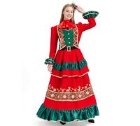 Ahititi 4Pcs Mrs Claus Costume Adult Women Miss Santa Dress Long Sleeve Christmas Outfit Party Holiday Plus Size