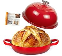 AHJ Dutch Oven For Sourdough Bread Baking,26cm/5.7L Enameled Cast Iron Dutch Oven,Non-Stick Sourdough & Casserole Dish, Casserole Pot for Bread Baking,Roasting,Braising,Best Gift for Christmas (Red)